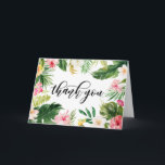 Watercolor Tropical Floral Frame Thank You Card<br><div class="desc">Customizable thank you card featuring watercolor palm leaves,  banana leaves,  hibiscus,  orchids and other tropical accents. This thank you card is perfect for summer and tropical weddings,  luaus,  graduations,  birthdays,  bridal showers,  baby showers and similar events.</div>