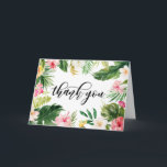 Watercolor Tropical Floral Frame Thank You Card<br><div class="desc">Customizable thank you card featuring watercolor palm leaves,  banana leaves,  hibiscus,  orchids and other tropical accents. This thank you card is perfect for summer and tropical weddings,  luaus,  graduations,  birthdays,  bridal showers,  baby showers and similar events.</div>