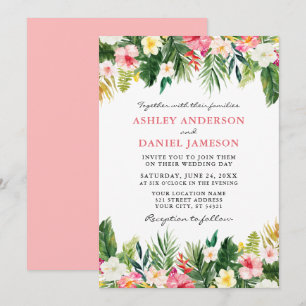 Watercolor Tropical Floral Greenery Wedding Pk Invitation