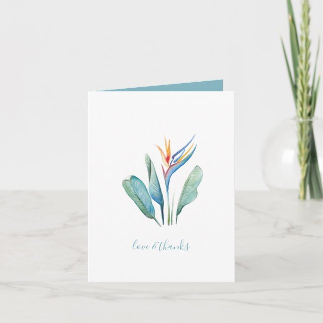 Watercolor Tropical Floral Thank You Card (Front)