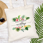 Watercolor Tropical Floral Wedding Calligraphy Tote Bag<br><div class="desc">Watercolor Tropical Floral Greenery Wedding Calligraphy Tote Bag</div>