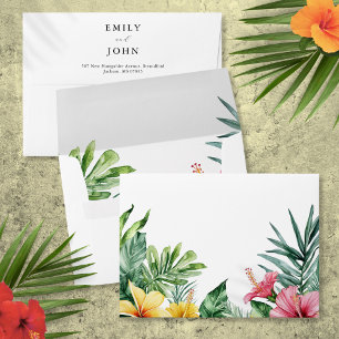 Watercolor Tropical Floral Wedding Return Address Envelope