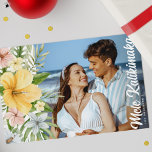 Watercolor Tropical Florals Mele Kalikimaka Holiday Card<br><div class="desc">These Mele Kalikimaka Christmas Photo Holiday Cards will warm the hearts of everyone you send them to this holiday season. Design features a square photograph of your choice decorated by colourful exotic hawaiian flowers and tropical greenery.</div>