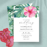 Watercolor Tropical Flowers and Greenery Wedding  Invitation<br><div class="desc">Set the tone for your dream summer wedding with this stunning tropical wedding invitation, designed to capture the vibrant beauty of a Hawaiian wedding invitation. Featuring lush watercolor hibiscus blooms and palm leaves, this botanical design brings paradise to life with bright-coloured wedding invitations that exude elegance and charm. Perfect for...</div>
