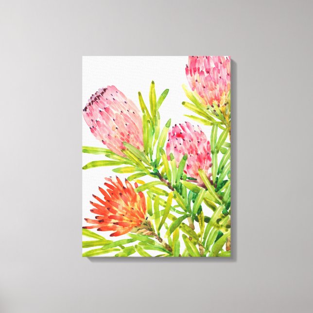 Watercolor Tropical Flowers Canvas Print (Front)