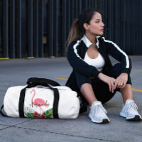 Watercolor Tropical Flowers Flamingo Personalized