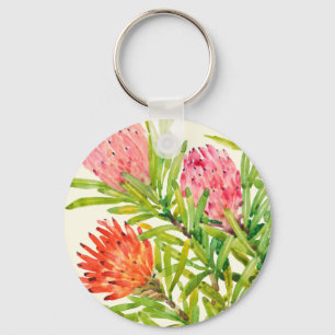 Watercolor Tropical Flowers Keychain