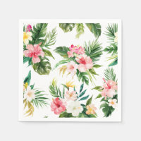 Watercolor Tropical Flowers Summer