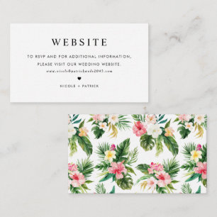 Watercolor Tropical Flowers Summer Wedding Website Enclosure Card