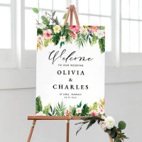 Watercolor Tropical Flowers Summer Wedding Welcome