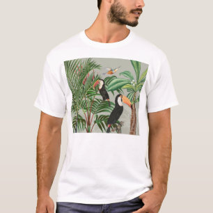 Watercolor Tropical Forest & Toucan Birds T-Shirt