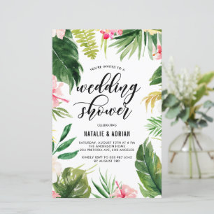 Watercolor Tropical Frame Wedding Shower Invite