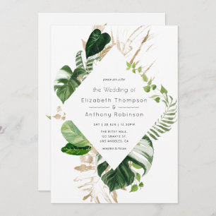 Watercolor Tropical Geometric Beach Wedding Invitation