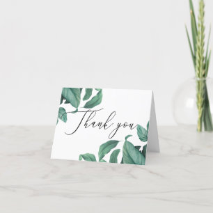 Watercolor tropical greenery foliage birthday thank you card