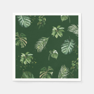 Watercolor Tropical Greenery Green Foliage Leaf  Napkin