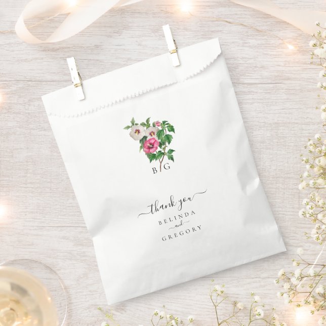 Watercolor Tropical Hibiscus Summer Wedding  Favour Bag (Clipped)