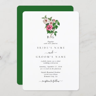 Watercolor Tropical Hibiscus Summer Wedding Invitation