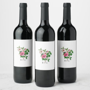 Watercolor Tropical Hibiscus Summer Wedding  Wine Label