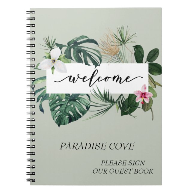Watercolor Tropical Home Location Livre d'Invité (Devant)