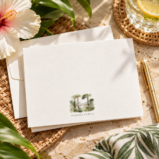 Watercolor Tropical Jungle Personalized Stationery Card