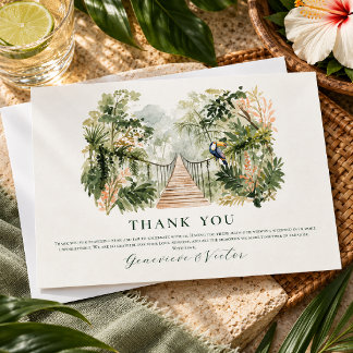 Watercolor Tropical Jungle Wedding Thank You Card