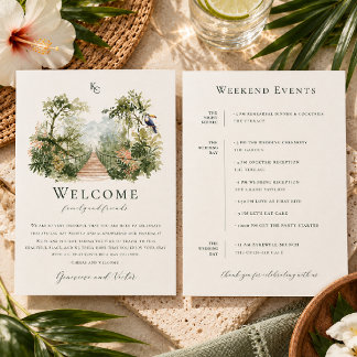 Watercolor Tropical Jungle Wedding Weekend Menu