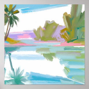 Watercolor tropical lagoon poster