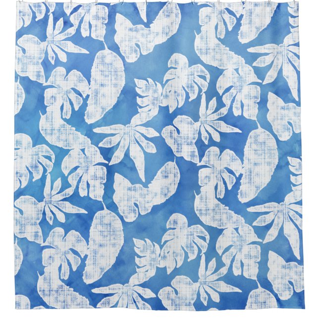 Watercolor Tropical Leaf Leaves Modern Blue White (Front)