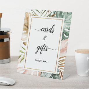 Watercolor Tropical Leaves Cards & Gifts Wedding Pedestal Sign