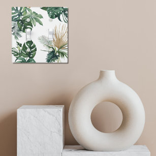 Watercolor Tropical Leaves Green Leaf  Light Switch Cover