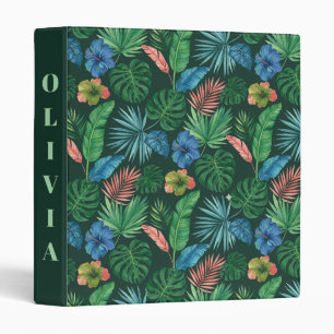 Watercolor Tropical Leaves Pattern Binder