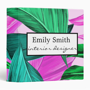 Watercolor Tropical Leaves Pattern Binder