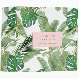 Watercolor Tropical Leaves Pattern Binder