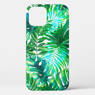 Watercolor tropical leaves pattern iPhone 12 case