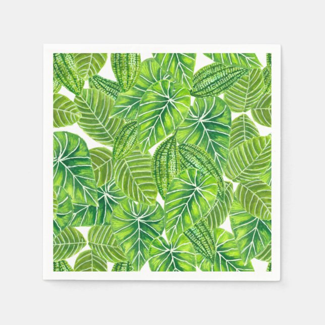 Watercolor tropical leaves pattern design napkin (Front)
