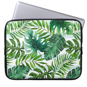 Watercolor Tropical Leaves Pattern Laptop Sleeve