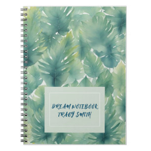Watercolor Tropical Leaves Pattern Notebook
