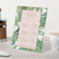 Watercolor Tropical Leaves Pattern Pedestal Sign