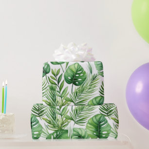 Watercolor Tropical Leaves  Pattern Wrapping Paper