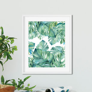 Watercolor Tropical Leaves Poster