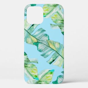 Watercolor tropical leaves, seamless illustration. iPhone 12 case