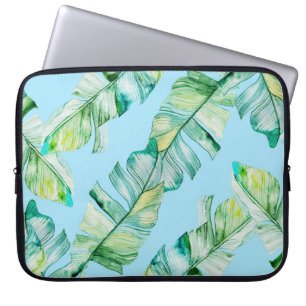 Watercolor tropical leaves, seamless illustration. laptop sleeve