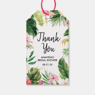 Watercolor Tropical Leaves Thank You Gift Tags