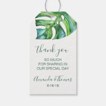 Watercolor Tropical Leaves Wedding Favour Tag