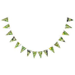 Watercolor Tropical Leaves wedding  monogram Bunting Flags