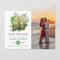 Watercolor Tropical Luau Aloha Wedding Photo