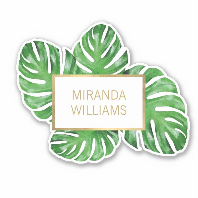 Watercolor Tropical Monstera Leaves (Front)