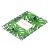 Watercolor Tropical Monstera Leaves Pattern Pink Notebook (Left Side)