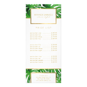 Watercolor Tropical Monstera Leaves Pattern Rack Card