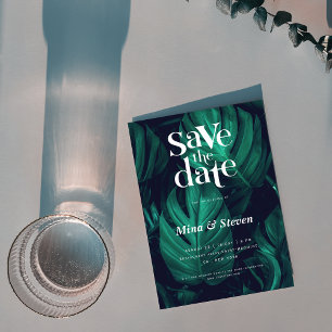 Watercolor tropical Monstera Wedding Save The Date